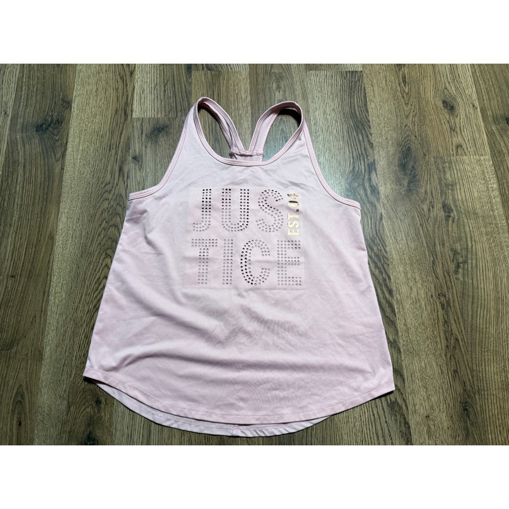Justice Active Tank Top Girls Size 10 Pink Perforated Logo Racerback